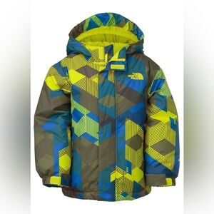 The North Face - Snow Outdoor Casual Warm Kids' Blue and Green Patterned Jacket